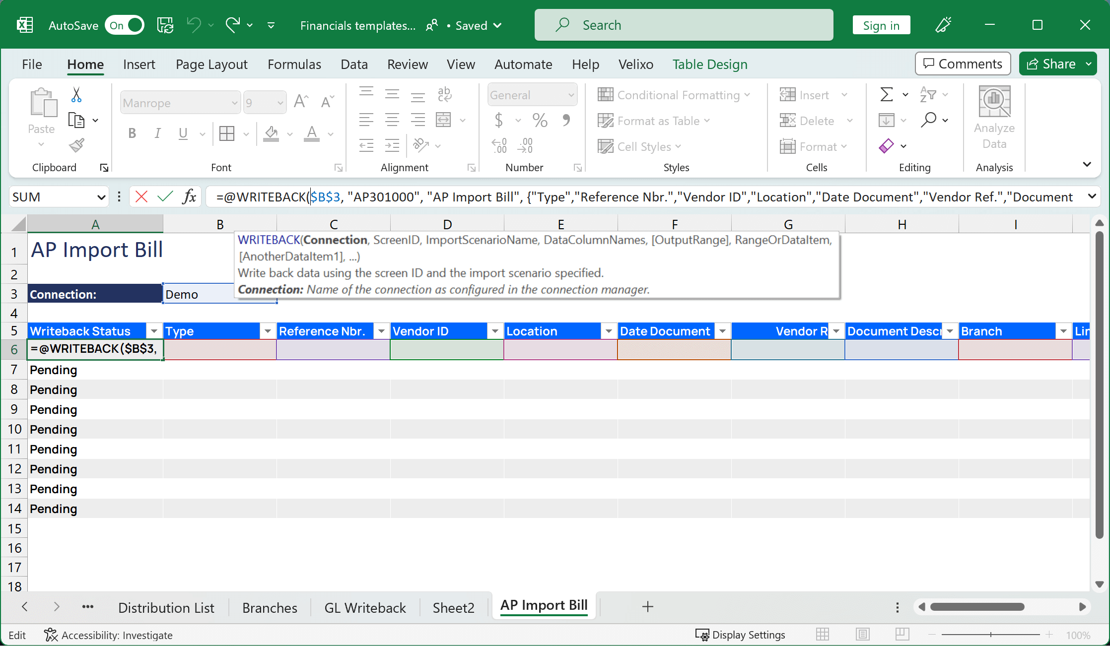 Velixo Push Writeback - Acumatica