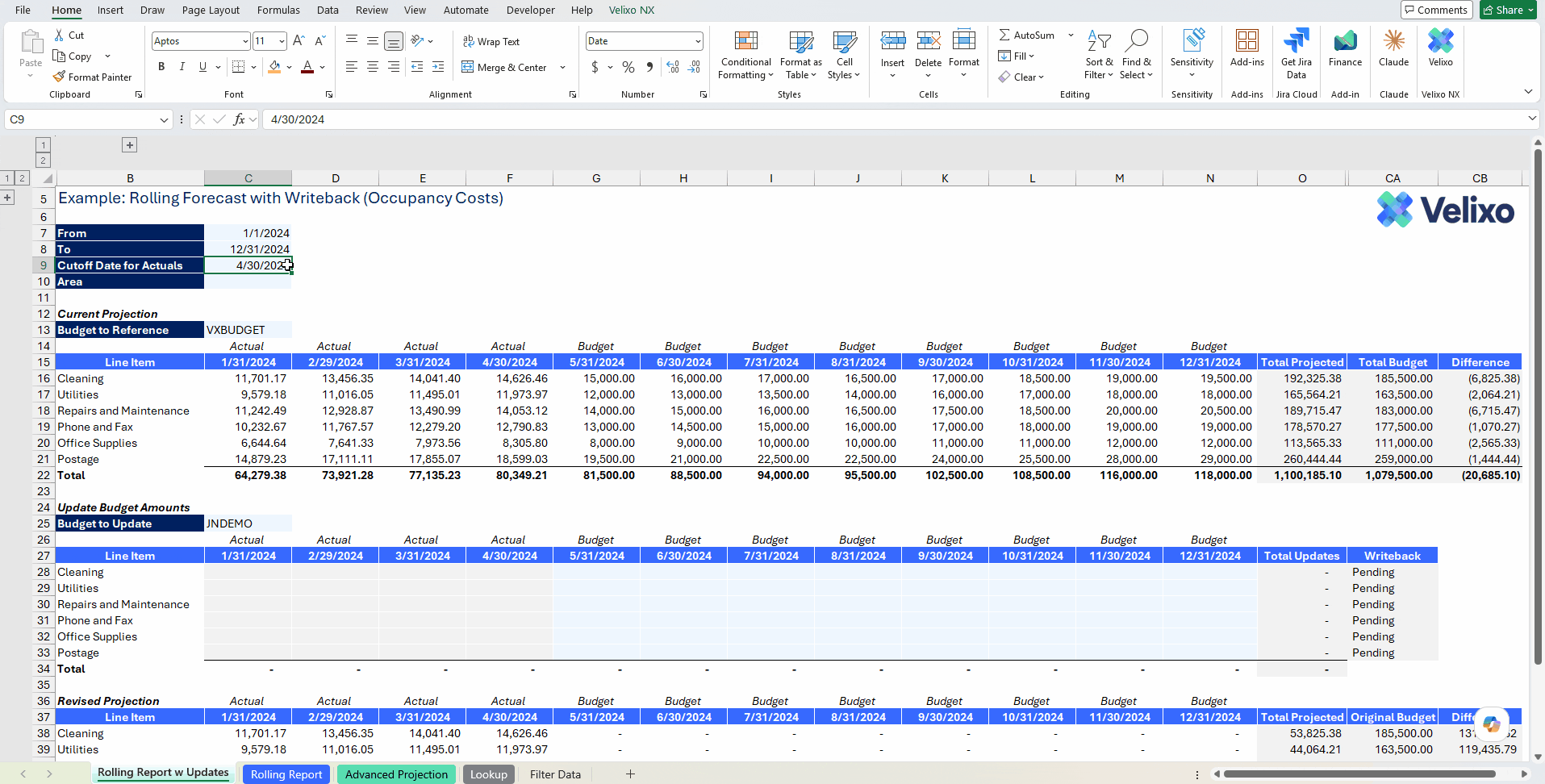 Business Central rolling forecasts
